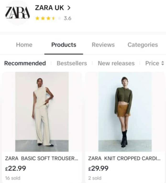 Zara Started Selling On Tiktok